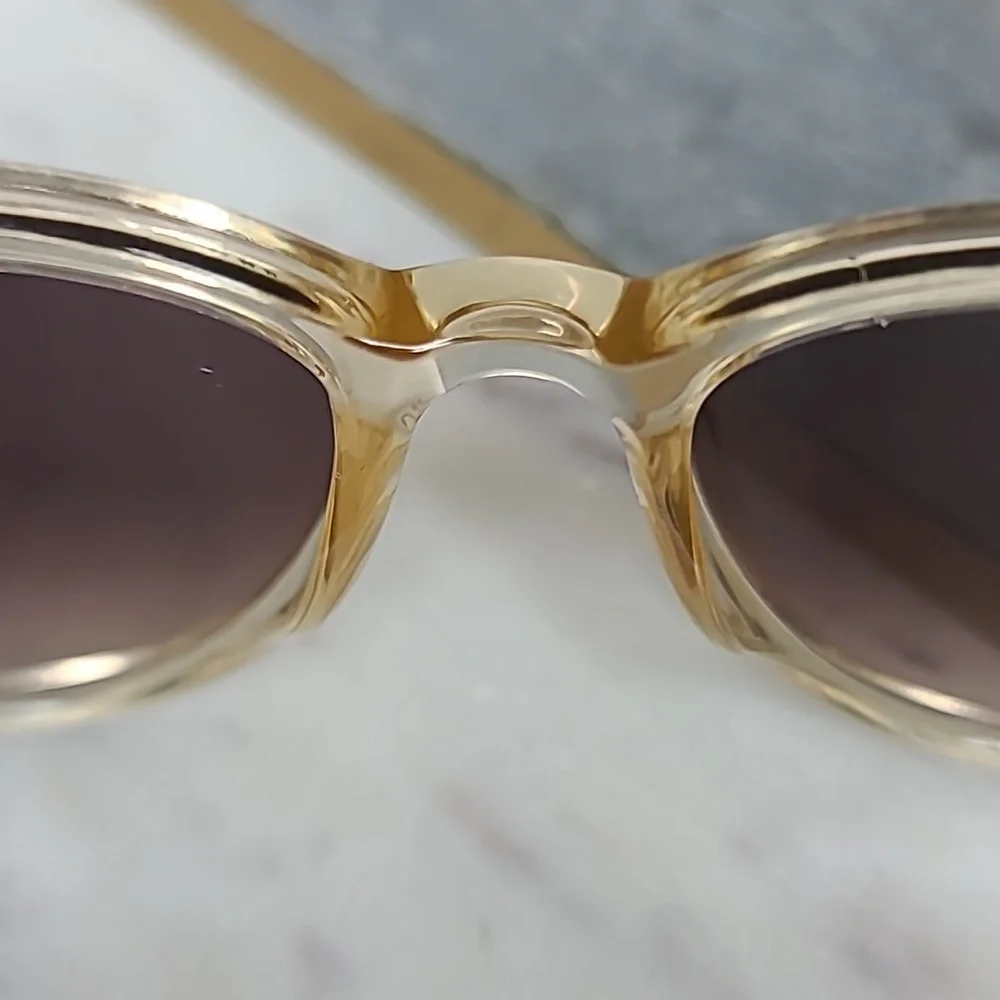 Rachel Zoe Nina Classic Cat Eye Sunnies/Sunglasses Nude Crystal/Brn w/Croc Case